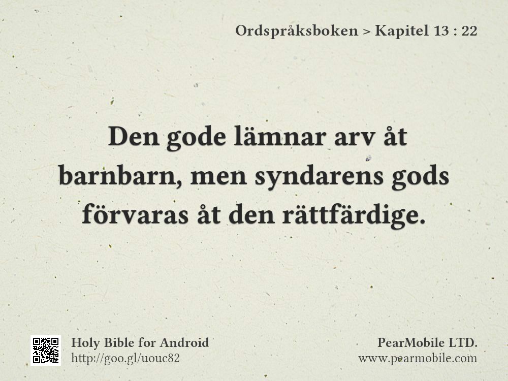 Ordspråksboken, Kapitel 13:22